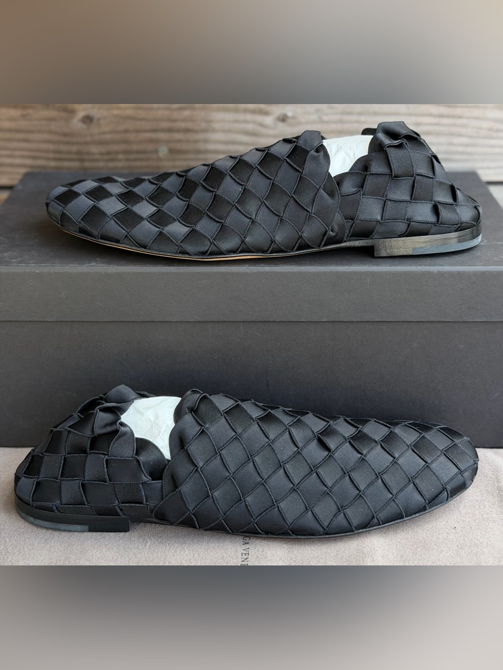 Bottega Veneta Black Intrecciato Woven Leather Loafers size 8 men / 41